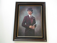 VINTAGE PORTRAIT PAINTING FANCY WOMAN FEMALE PRETTY MODEL IN SUIT ESTEBAN