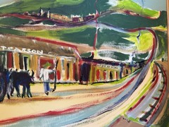 Taos NM Artist Lloyd Rivera 2005 Acrylic On Canvas Board Painting “Camino Real…”