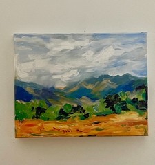 Original Oil Painting, Mountains of Tucson, AZ, 14 x 11 inches, Signed