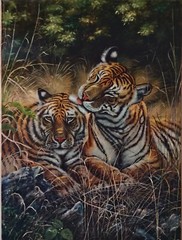 „Well-Groomed Cat“ 40×30 Tigers Original Oil on Canvas