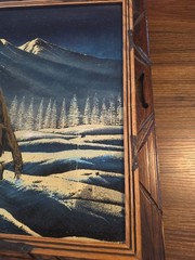 Vtg Indian Velvet Painting Made In Mexico Mountains Majesty Tracking