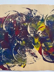 Colorful Vintage Abstract Gouache Painting 1990’s Outsider Art OOAK 17×12
