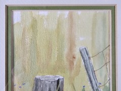 Vintage Original Signed Patricia Bardes Watercolor Painting 13.75×10.75 Framed