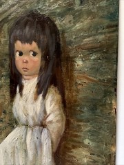 Harold Abruzzi Stephenson Painting Large Big Eye Girl Child Puppy Dog Urban Oil