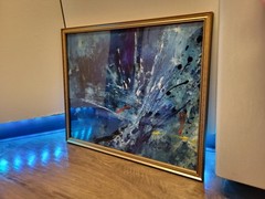 Marvelous Framed Masterpiece Outsider Art Abstract Acrylic Canvas Work