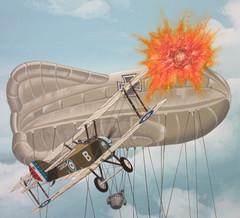 Raymond Waddey Painting WWI British RAF Sopwith Camel Balloon Buster, 16″x20″