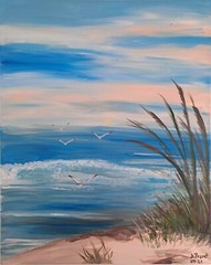Israeli lanscape art on canvas, original art print, seaside in Israel