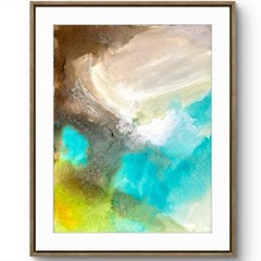 TITA PAINTZ Earth Tones Blue Modern Abstract Art Handmade Painting 9×12
