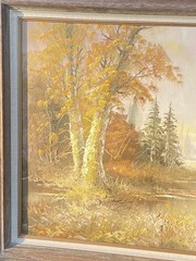 Stunning Alfred Withers C. (1856-1932) Autumn Scenic Landscape Oil Canvas 44×32