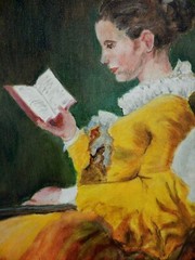 M.JANE DOYLE SIGNED ORIG.ART OIL/CANV.PAINTING „A YOUNG GIRL READING“(PORT.) FR.