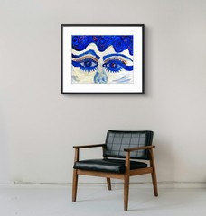 Blue Lady Eyes Unique Abstract Expressionism Wall Art Canvas Acrylic 11×14