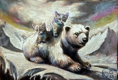 Jacob Landis HANDMADE ORIGINAL Whimsy ACEO Tabby Kitten Sleeps „above The Fire“