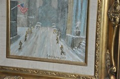 ‚ New York City Winter scene ‚ by Listed Artist Guy Wiggins (1883 – 1962 )