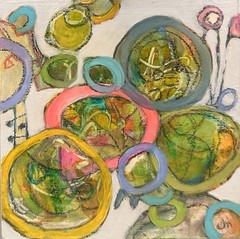 WALKING IN CIRCLES I Original Abstract SHAPES Painting Judie Mulkey Signed