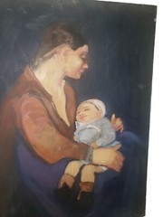 Vintage Oil Painting Mother And Child Impressionist By Patricia Morone