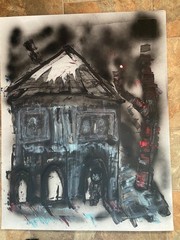 Ody West original “Haunted” graffiti street art 22×28 poster size acrylic spray