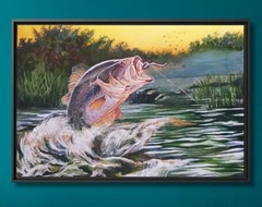 art 9 original painting 33×51 cm PZ oil on canvas fish