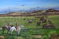 Buffalo and Indians Oil painting 24 x 30 Stretched Canvas