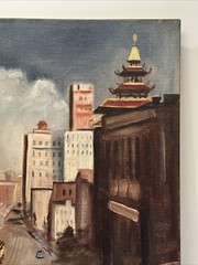 Antique Early California Painting Landscape San Francisco Street Regionalism Oil