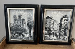 Caroline C. Burnett Impressionist street scenes of Paris Paintings Set Of Two