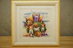 Original Art Watercolor Painting Pescadores Fisherman Tropical Island Life