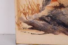 Antique Small Landscape Watercolor Painting Signed M E Whitten