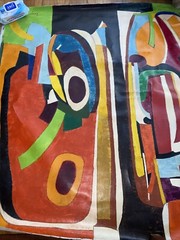 Canvase Painting 60’s Hippie Colorful Vintage Tapestry Signed UK RARE British