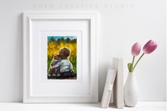 Boy With a Kitten Painting Boy Original Watercolor Art Cat Wall Art Kitten Art
