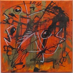 Fish 30×30 animals orig sign Mü dat acrylic/LW art milling