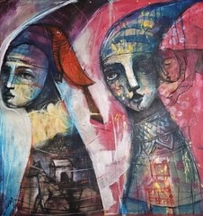 Acrylic On Canvas painting By Carlos Cesar cuban art 41×30 In T A Drog O Light