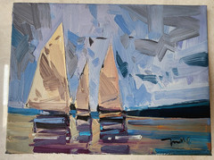 Jose Trujillo Original Oil Painting – Sailboat, Sailboats 9×12 Oil on Canvas