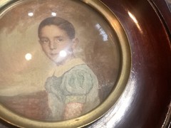 Antique Portrait Miniature Painting of a Boy Spanish Mexican ? Latin Text verso