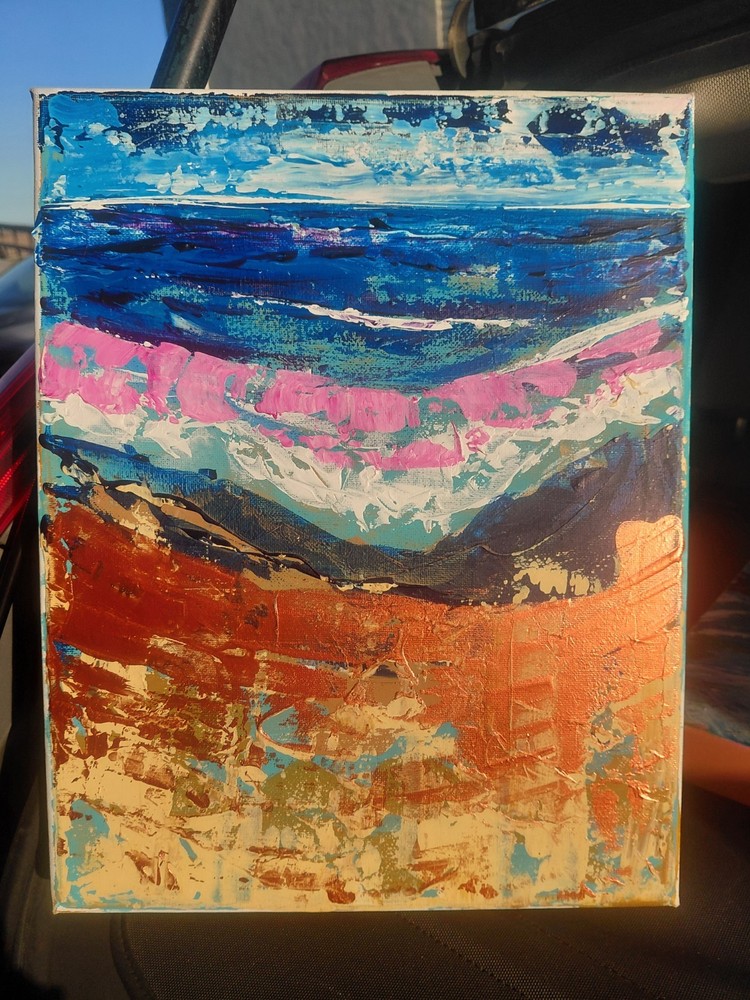 Abstract Seascape Landscape Painting on Canvas, Small, Unframed, Single Piece