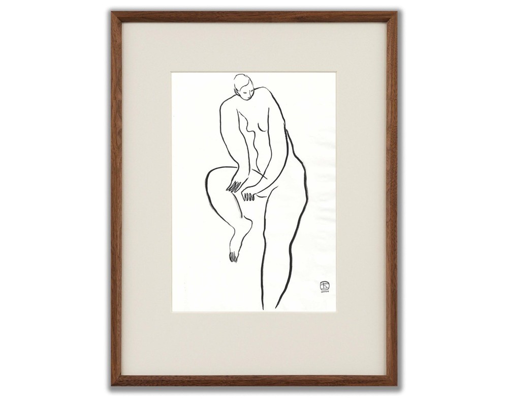Sanyu Style Nude Female Chinese French ink drawing art deco Chang Yu 常玉 erotic