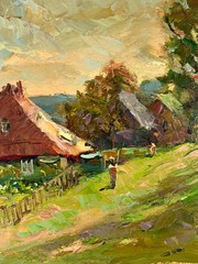 Oil painting Hill Ukrainian painter canvas Unframed original Decor landscape