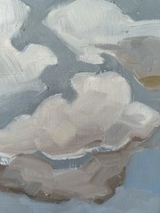 Modern Abstract Landscape with Clouds One of Kind Fine Art Signed Oil Painting