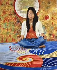 ORIG MIXED MEDIA ACRYLIC PAINTING ON CANVAS „NAMASTE” BY DOMINIC PANGBORN YOGA