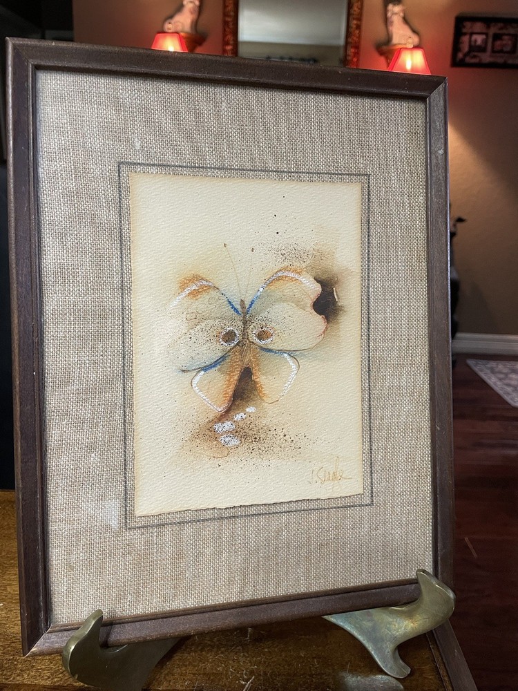 4.75″x6.75″ Butterfly Watercolor by Jerry Seagle Earthtones in 9″x 11.75″ Frame