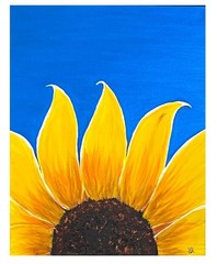 Sunflower Bright Blue Sky VLP Hand Painted Floral Art Acrylic 16×20” Canvas