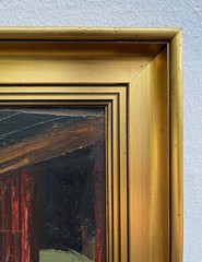 Osvald Rasmussen 1885-1972 Oil Painting Framed Bauernstube Sunlight