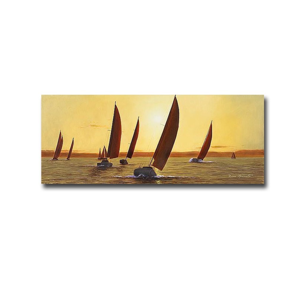 Sailing, Sailing by Romanello Gallery-Wrapped Canvas Giclee Art (14 in x 35 in)