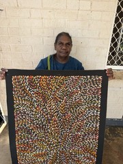 Roseanne Morton Petyar, Authentic Aboriginal Art.Size,120cm x 60cm Medicine Leaf