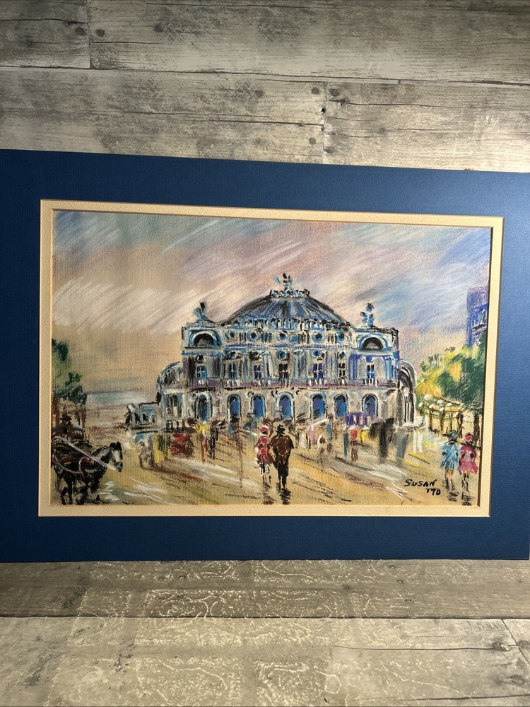 Pastel Chalk Original Artist Signed Paris Palais Garnier/Paris Opera House