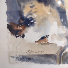 Deb Zeller Signed Water Color Painting Sitting Calico Cat Kitty 11 X 15 Midwest
