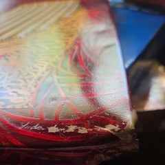 Red Gold Green White Shoe Painting On Copper Signed Linda