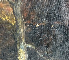 Amazing! Antique Romantic Realist Oil Canvas Artist Signed Art Gold Gesso Frame