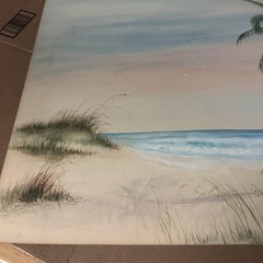 Laura Robinson Signed “Beach Dunes & Palms” Watercolor On Board 20”x30”