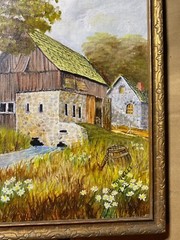 B Tonelli 1992 „An Old Amish Barn“ Oil Painting – Signed And Framed