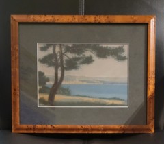 Art Watercolor“beach Landscape with Sea and Mountains“ by artist Louis Leve