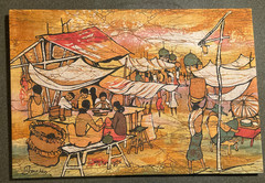 Vintage MCM G.M. Choo Signed Batik Painting on wood frame – Mayalsian artist